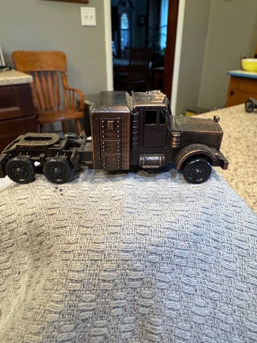 Toy Semi Truck - Metallic Brown Kids Tractor Trailer Pencil Sharpener